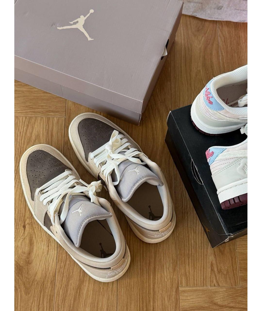 NIKE Бежевые кожаные кроссовки, фото 7