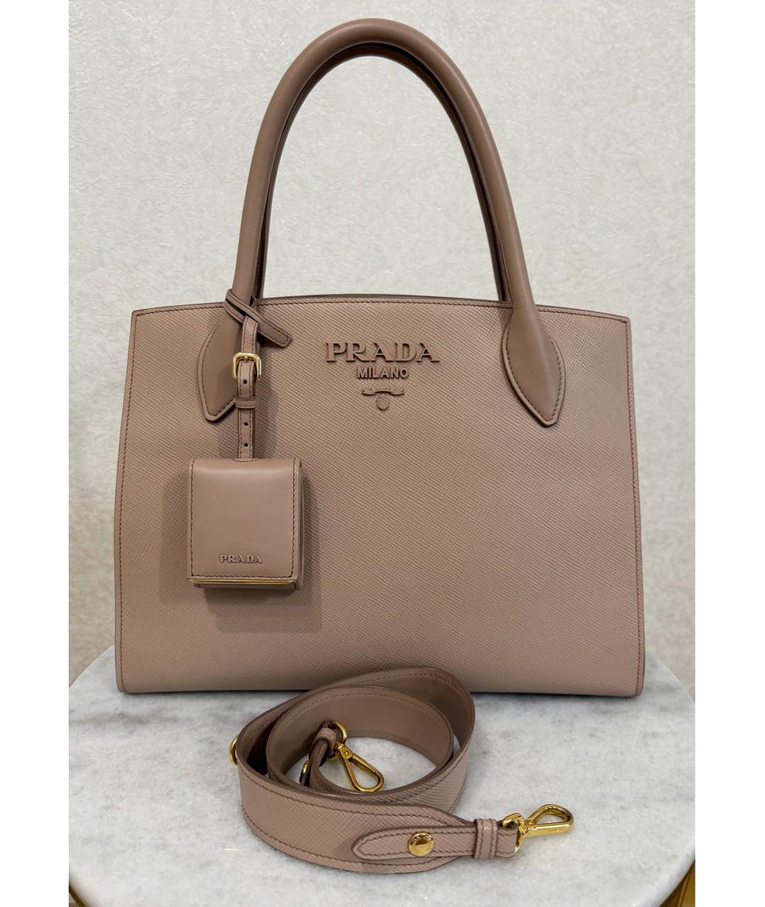 PRADA Бежевая кожаная сумка тоут, фото 2