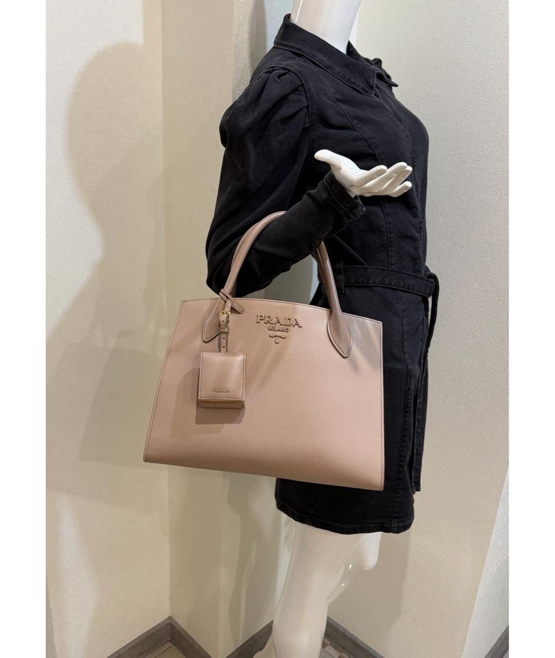 PRADA Бежевая кожаная сумка тоут, фото 5