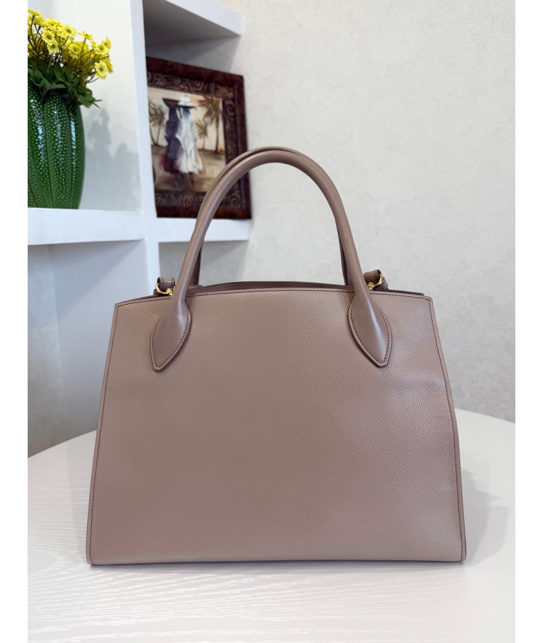 PRADA Бежевая кожаная сумка тоут, фото 7