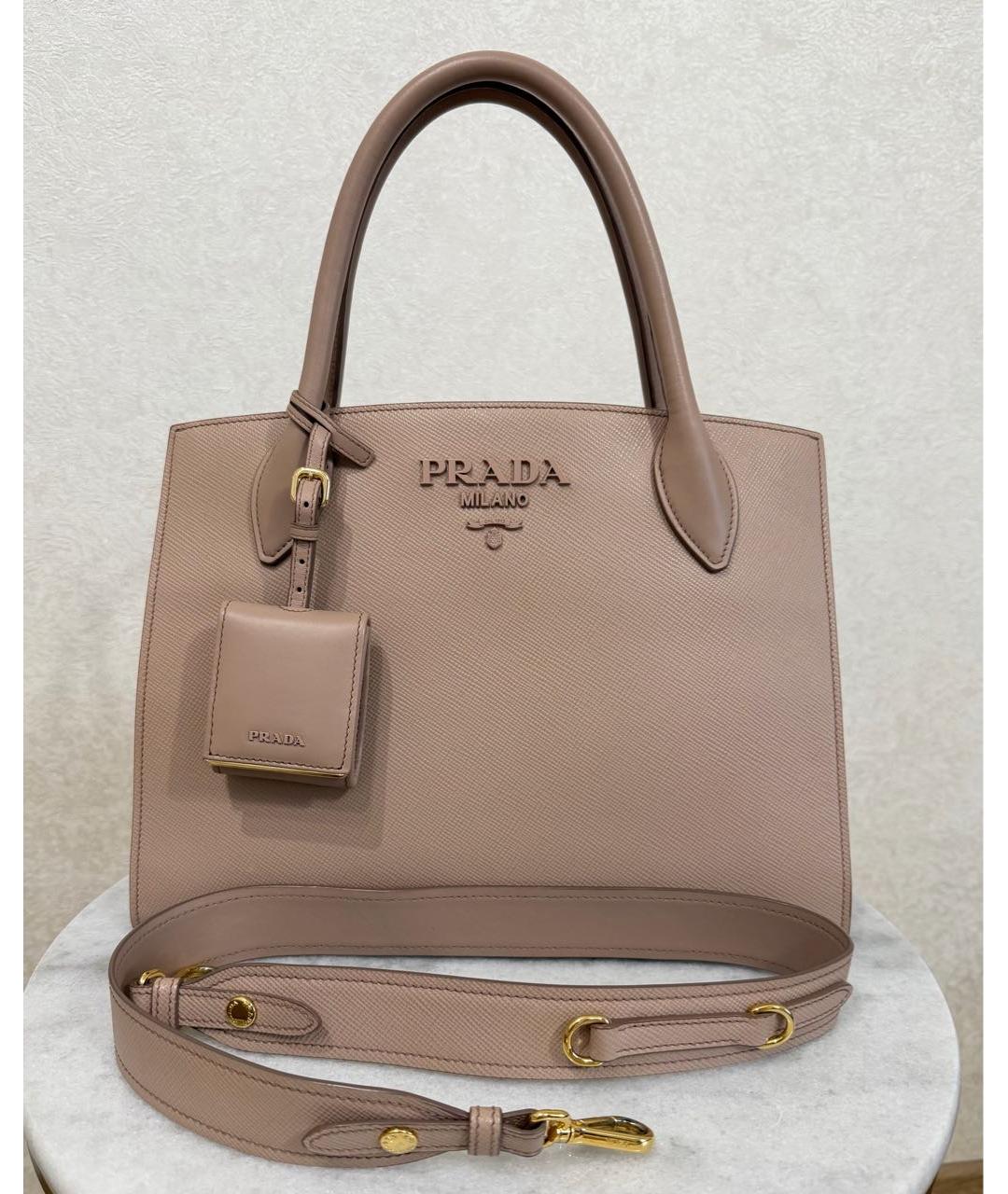 PRADA Бежевая кожаная сумка тоут, фото 3