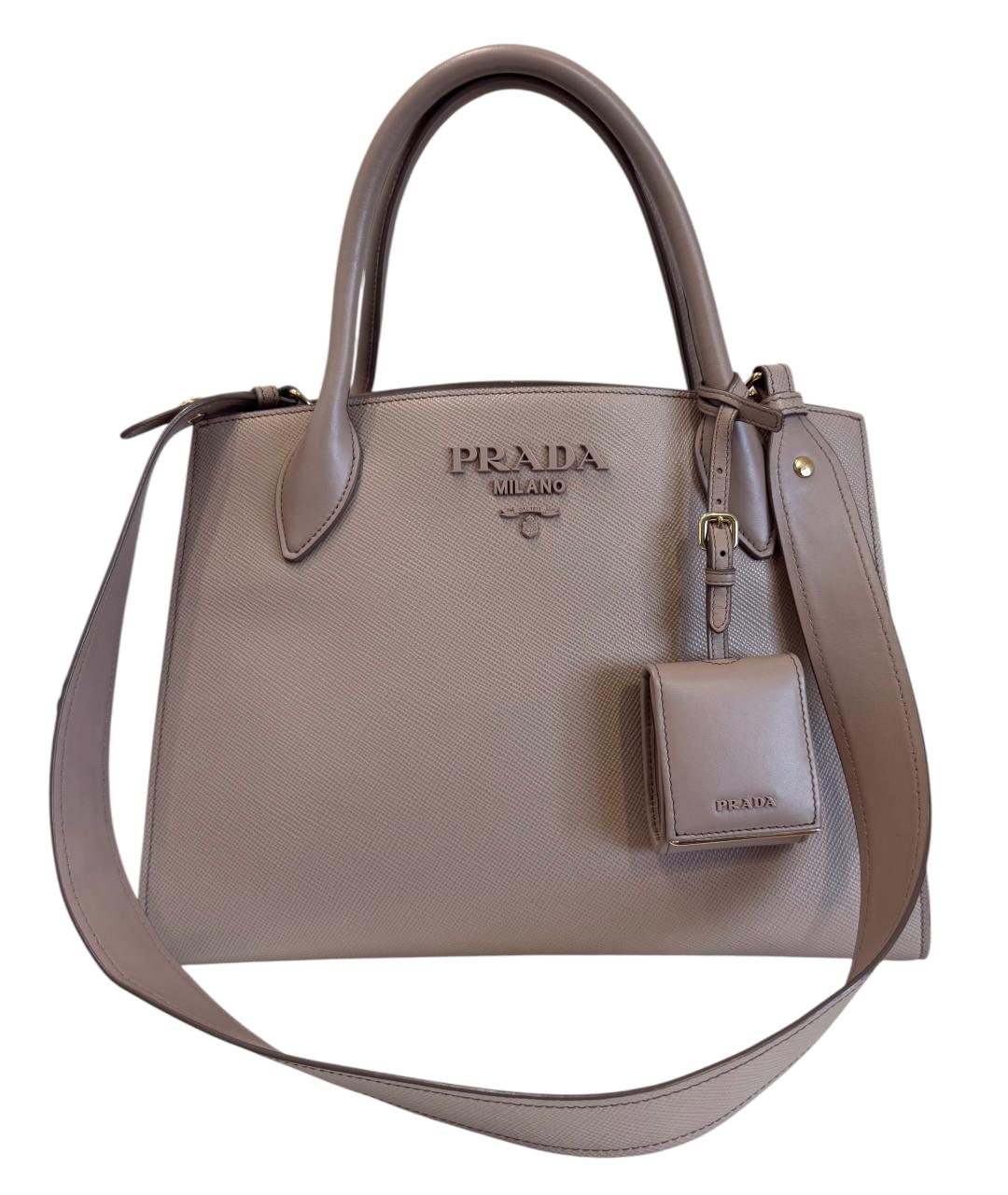 PRADA Бежевая кожаная сумка тоут, фото 1