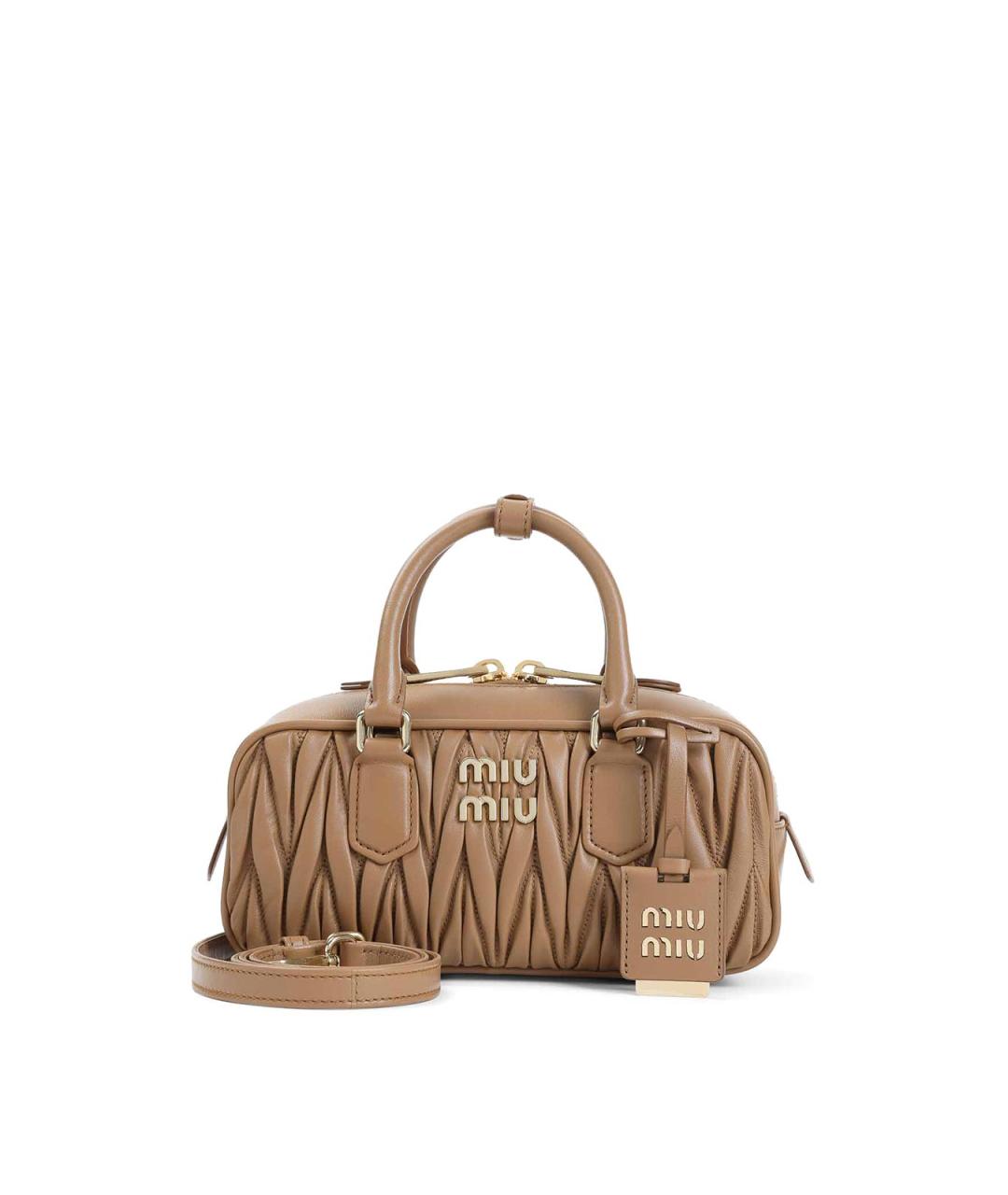 MIU MIU Бежевая кожаная сумка тоут, фото 1