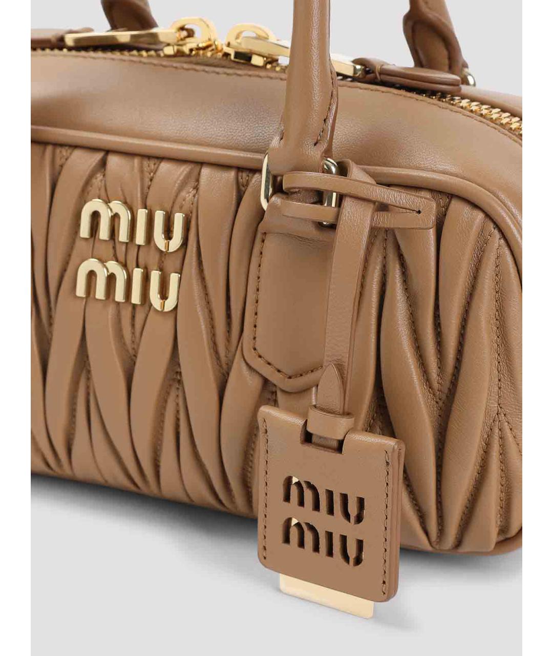 MIU MIU Бежевая кожаная сумка тоут, фото 3