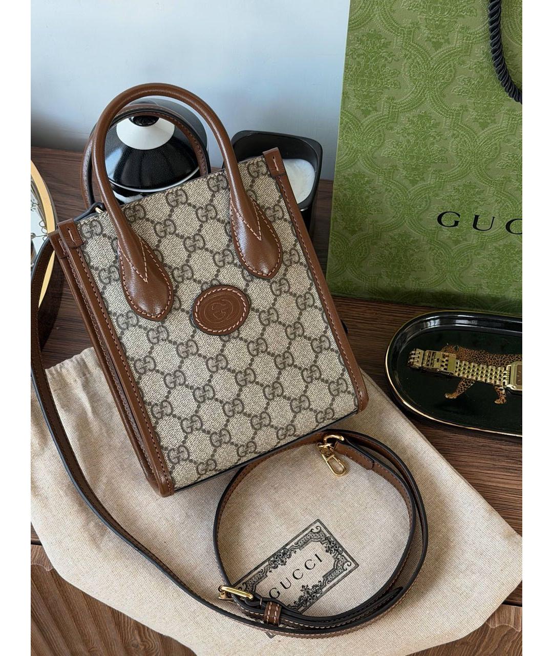 GUCCI Бежевая сумка с короткими ручками, фото 4