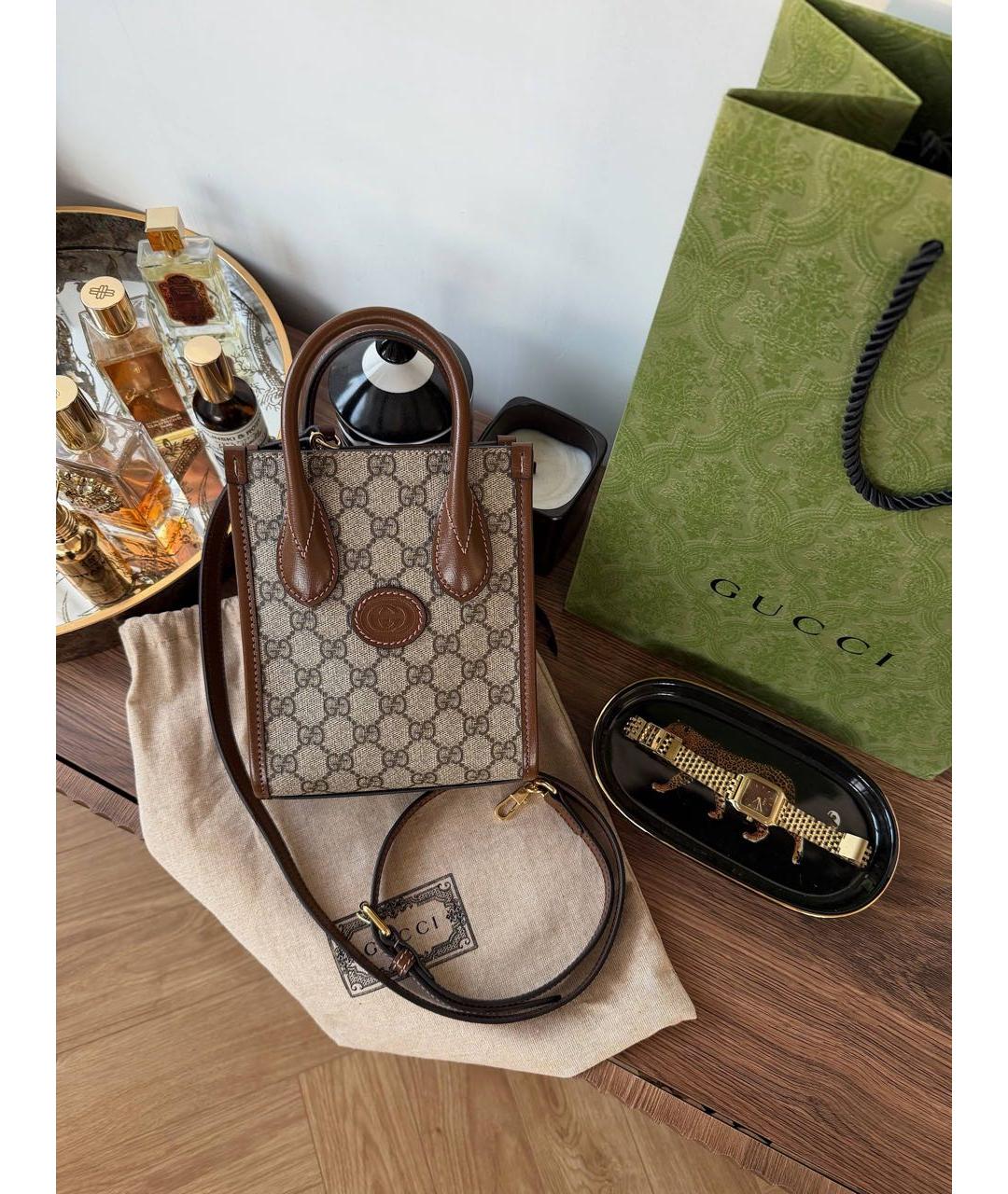 GUCCI Бежевая сумка с короткими ручками, фото 2