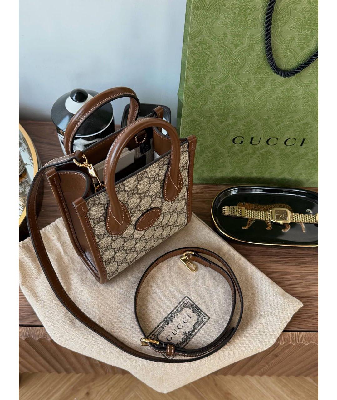 GUCCI Бежевая сумка с короткими ручками, фото 3
