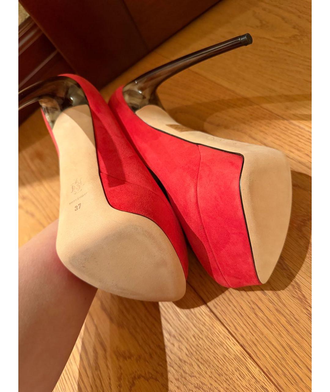 ALEXANDER MCQUEEN Красные замшевые туфли, фото 5
