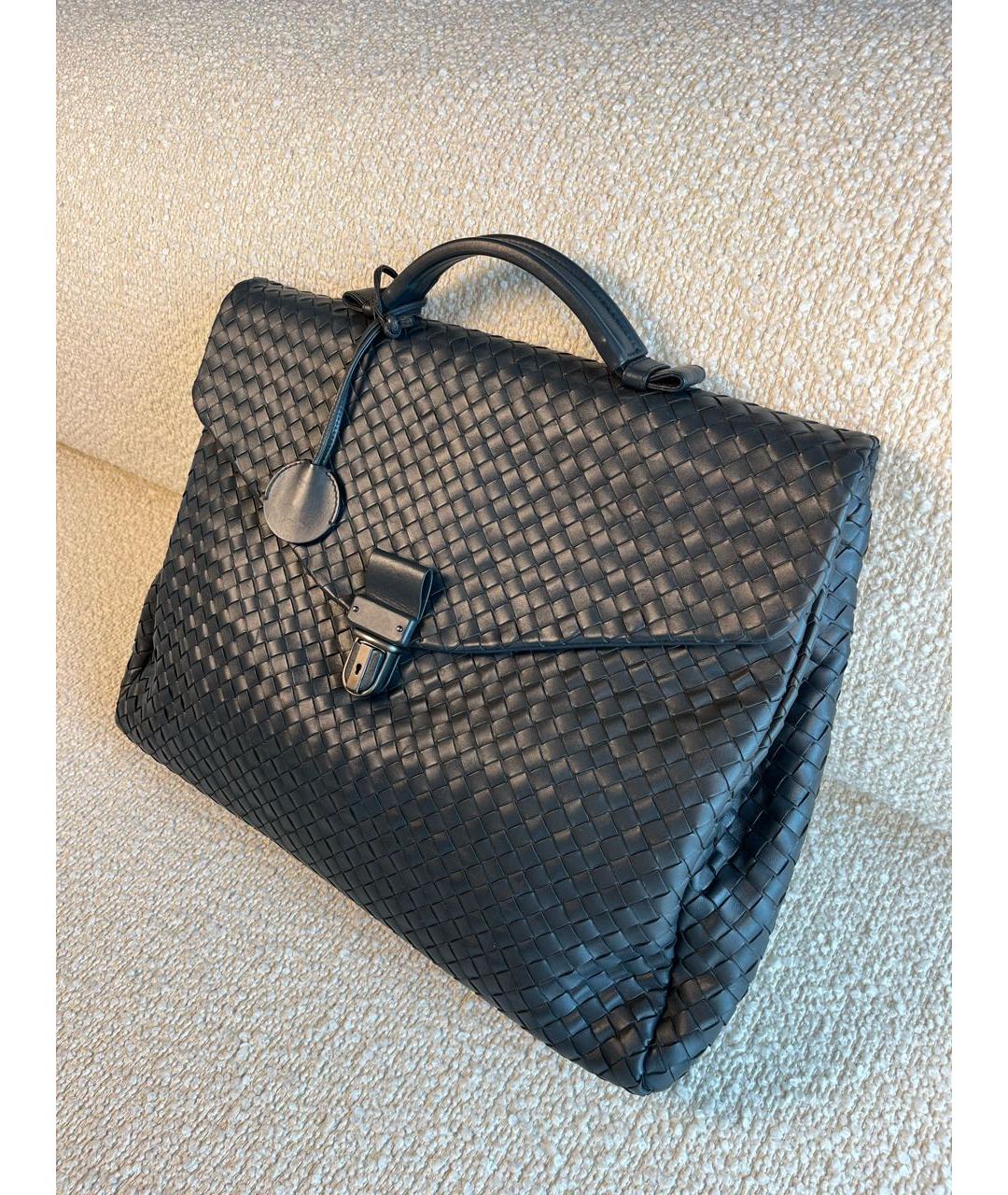 BOTTEGA VENETA Антрацитовый кожаный портфель, фото 5