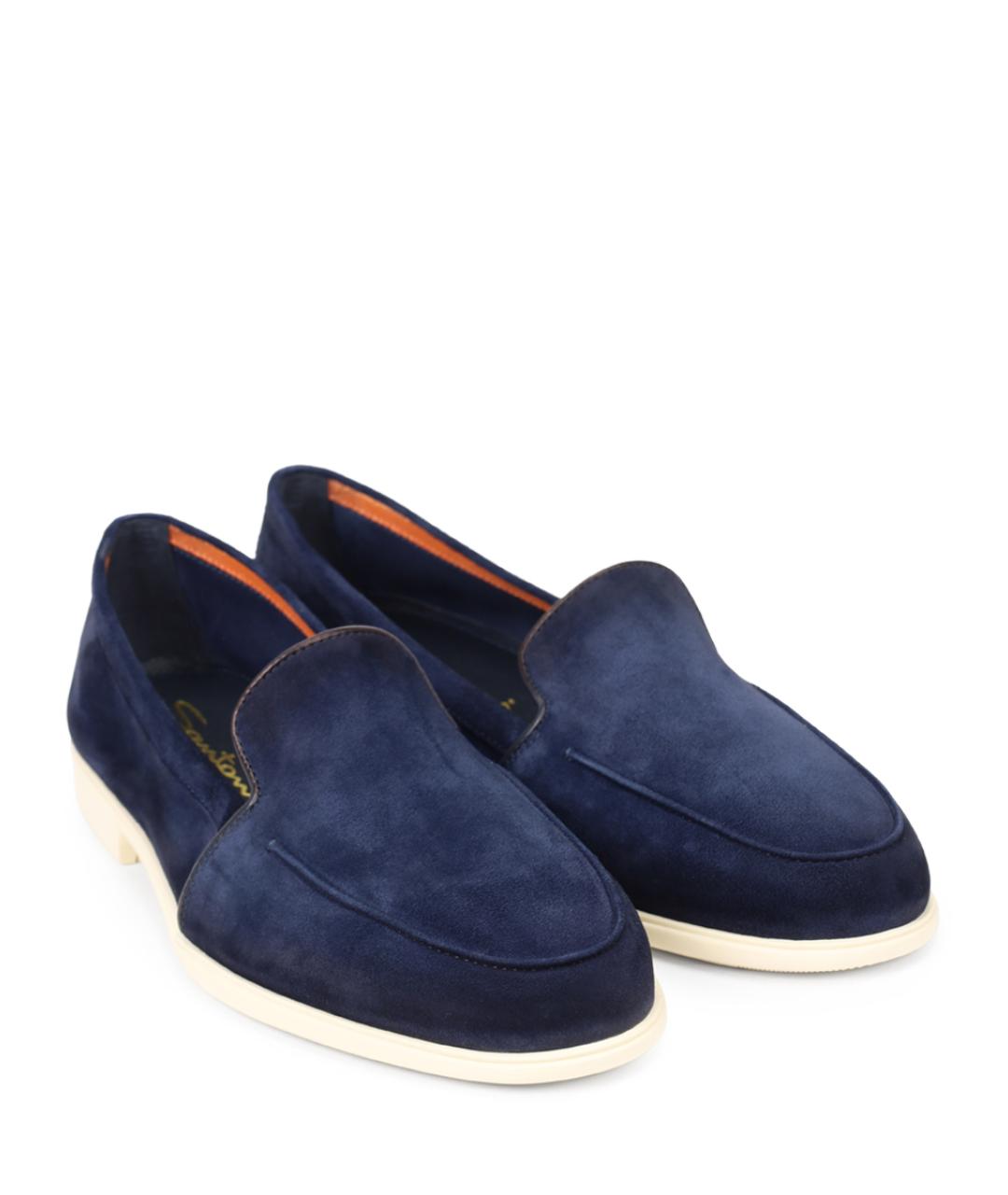 SANTONI Синие кожаные лоферы, фото 2