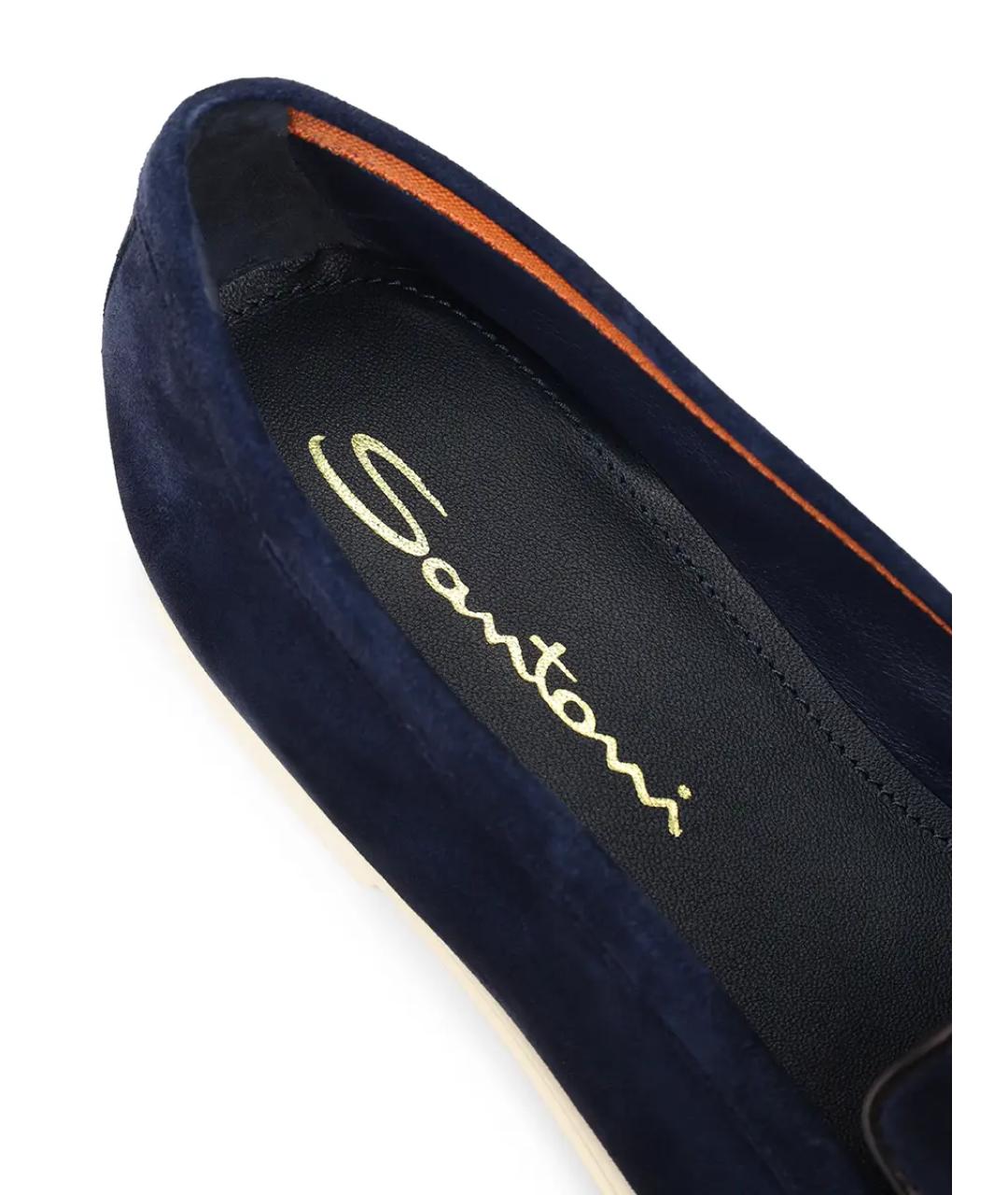 SANTONI Синие кожаные лоферы, фото 6
