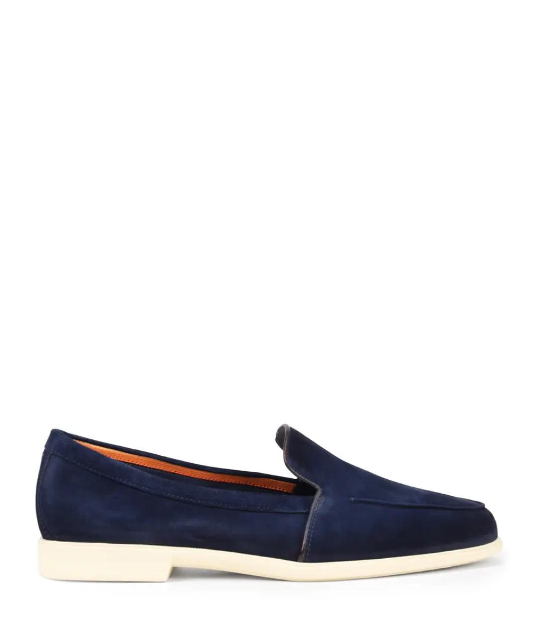 SANTONI Синие кожаные лоферы, фото 1