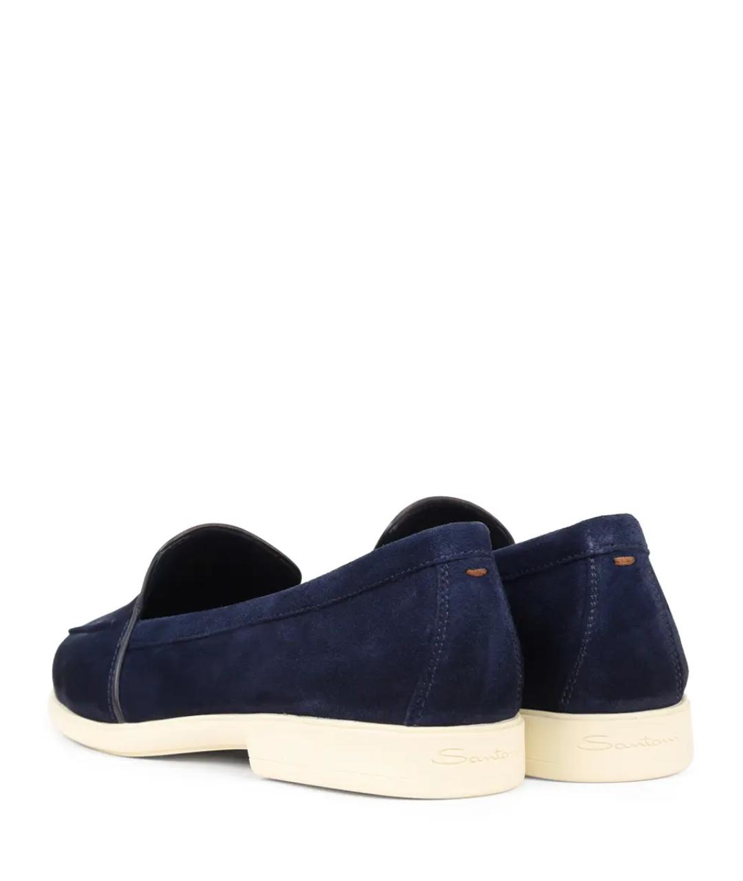 SANTONI Синие кожаные лоферы, фото 4