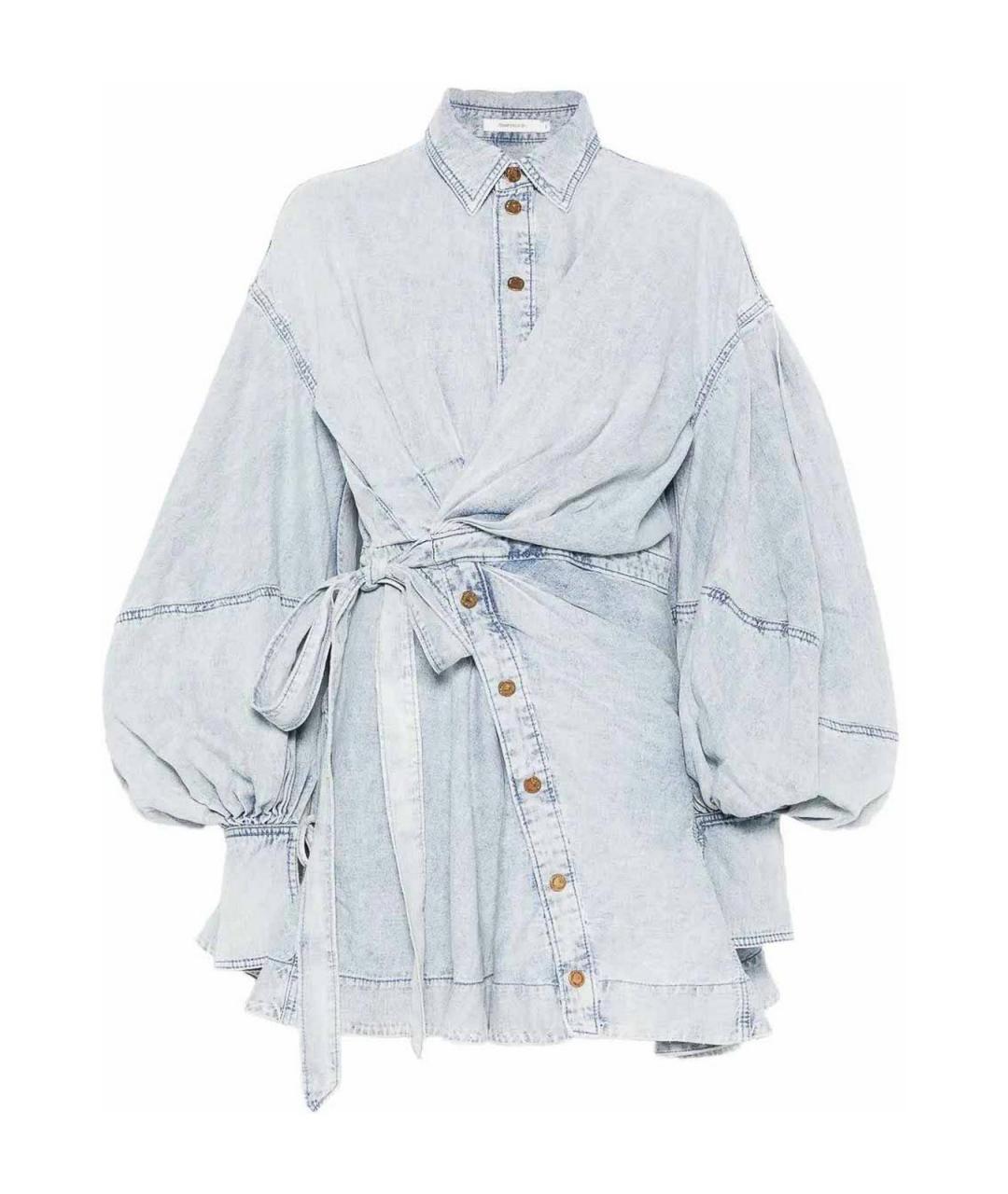 ZIMMERMANN Голубое хлопковое повседневное платье, фото 1