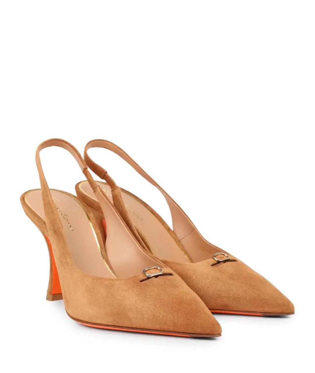 SANTONI Коричневые кожаные туфли, фото 2