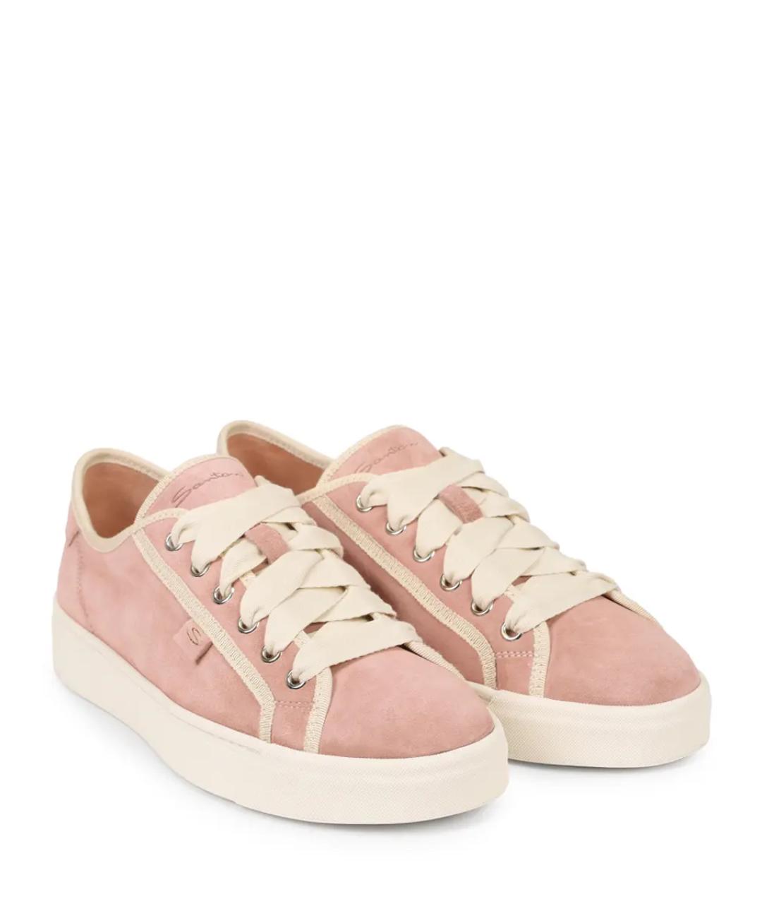 SANTONI Розовые кожаные кеды, фото 2