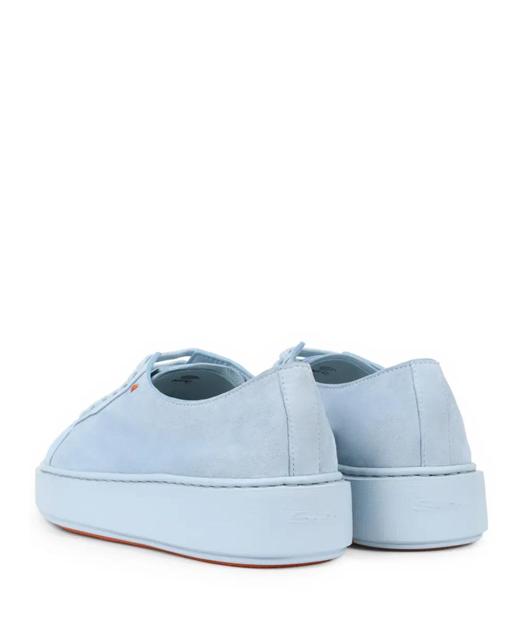 SANTONI Голубые кожаные кеды, фото 4