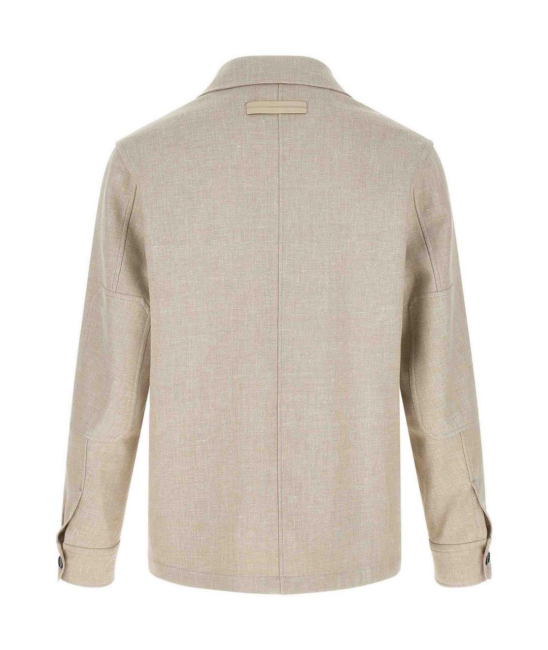 ZEGNA Бежевая шерстяная кэжуал рубашка, фото 2
