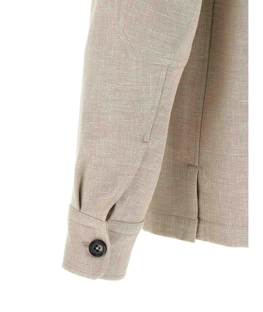 ZEGNA Бежевая шерстяная кэжуал рубашка, фото 4