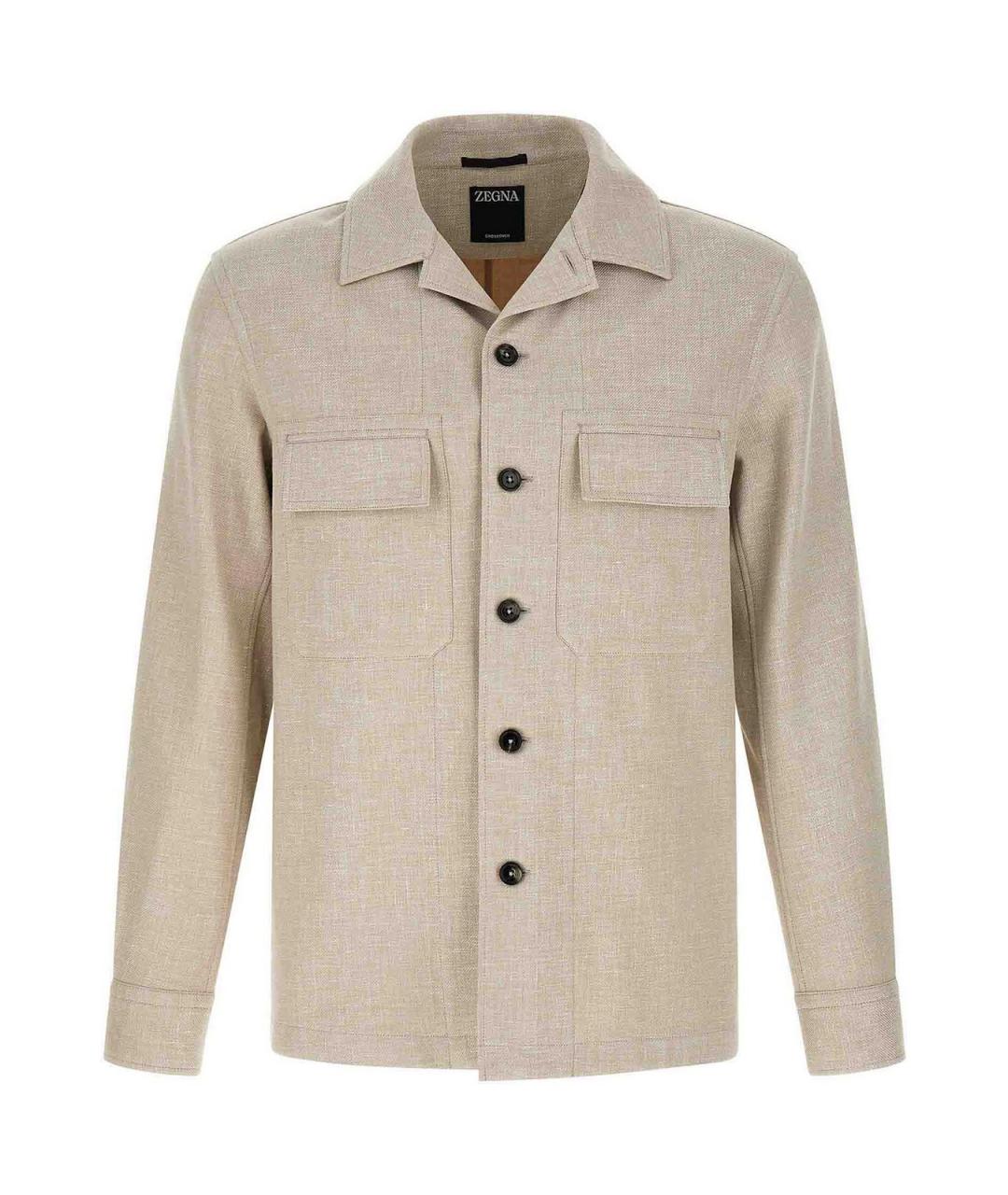 ZEGNA Бежевая шерстяная кэжуал рубашка, фото 1