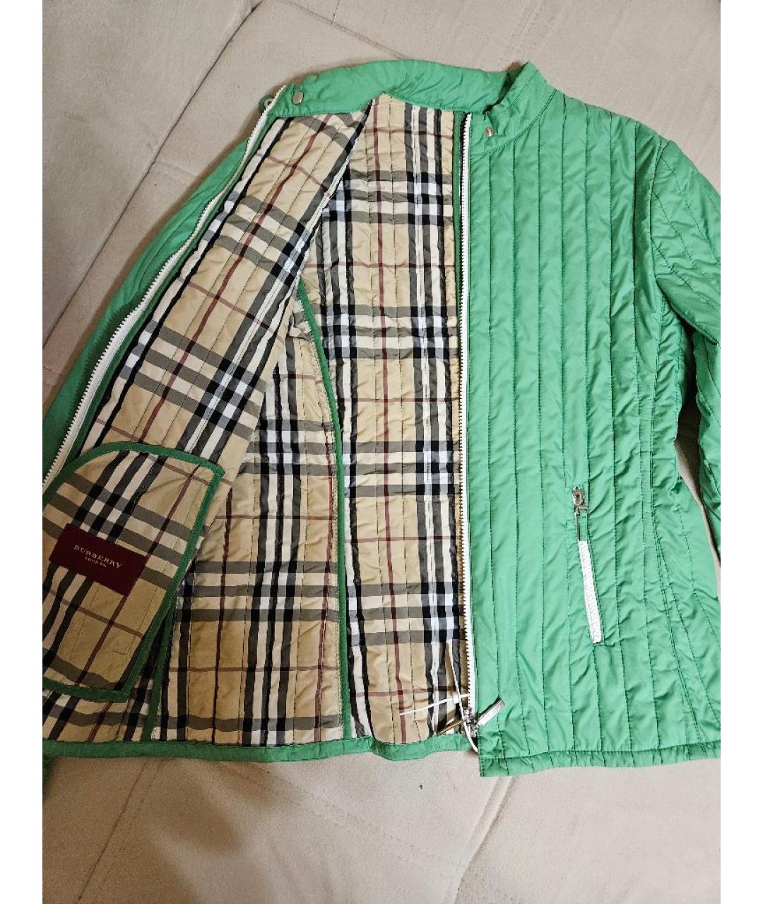 BURBERRY Зеленая полиэстеровая куртка, фото 4