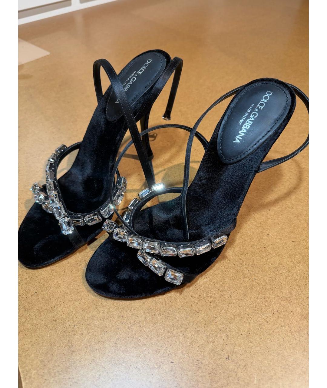 DOLCE&GABBANA Черные бархатные босоножки, фото 2