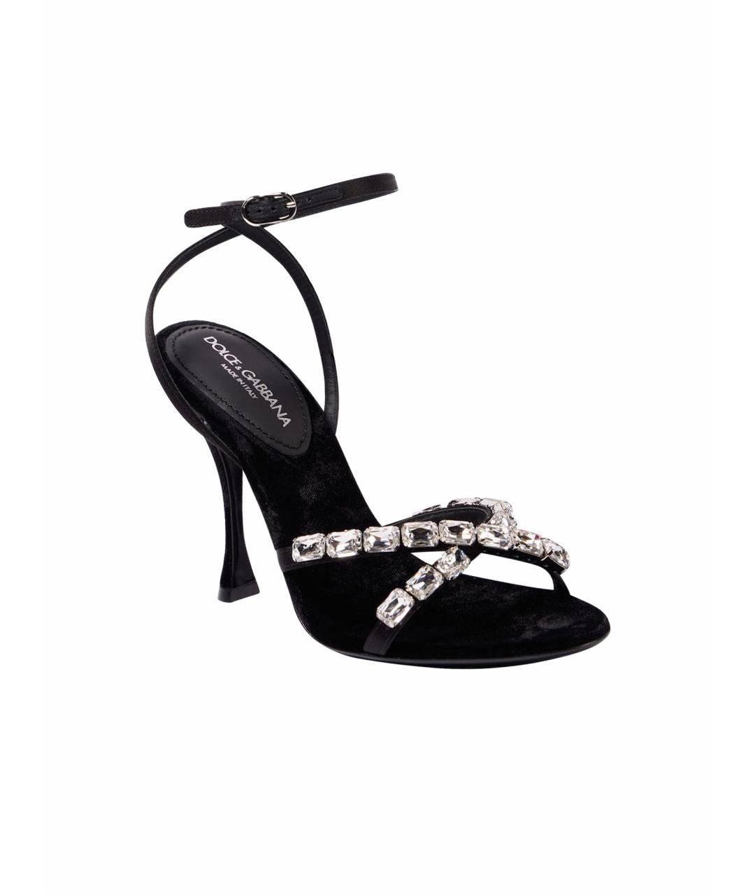 DOLCE&GABBANA Черные бархатные босоножки, фото 1