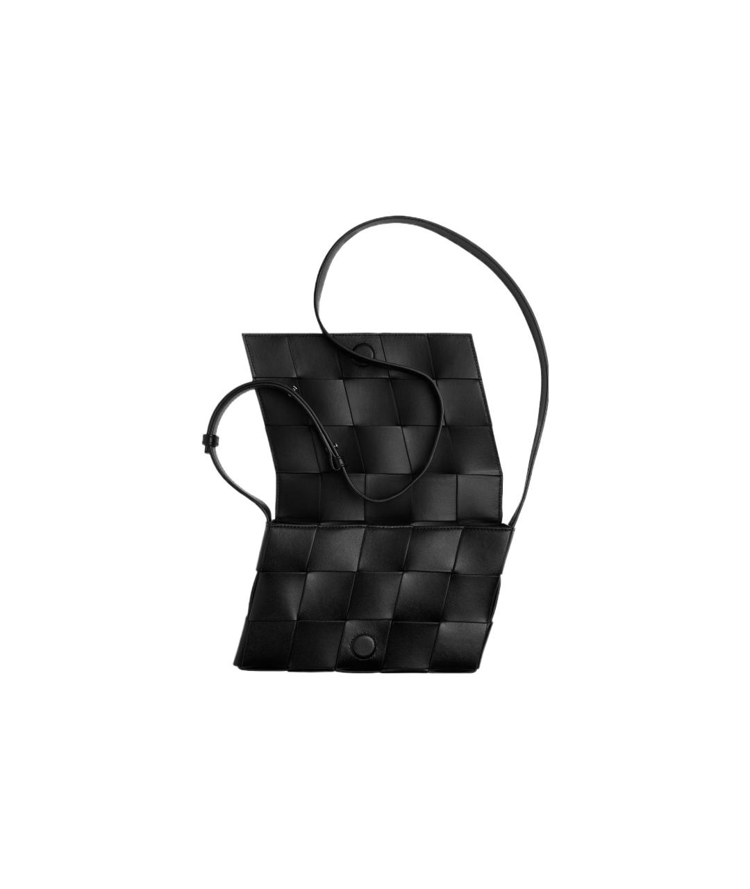 BOTTEGA VENETA Черная кожаная сумка на плечо, фото 4