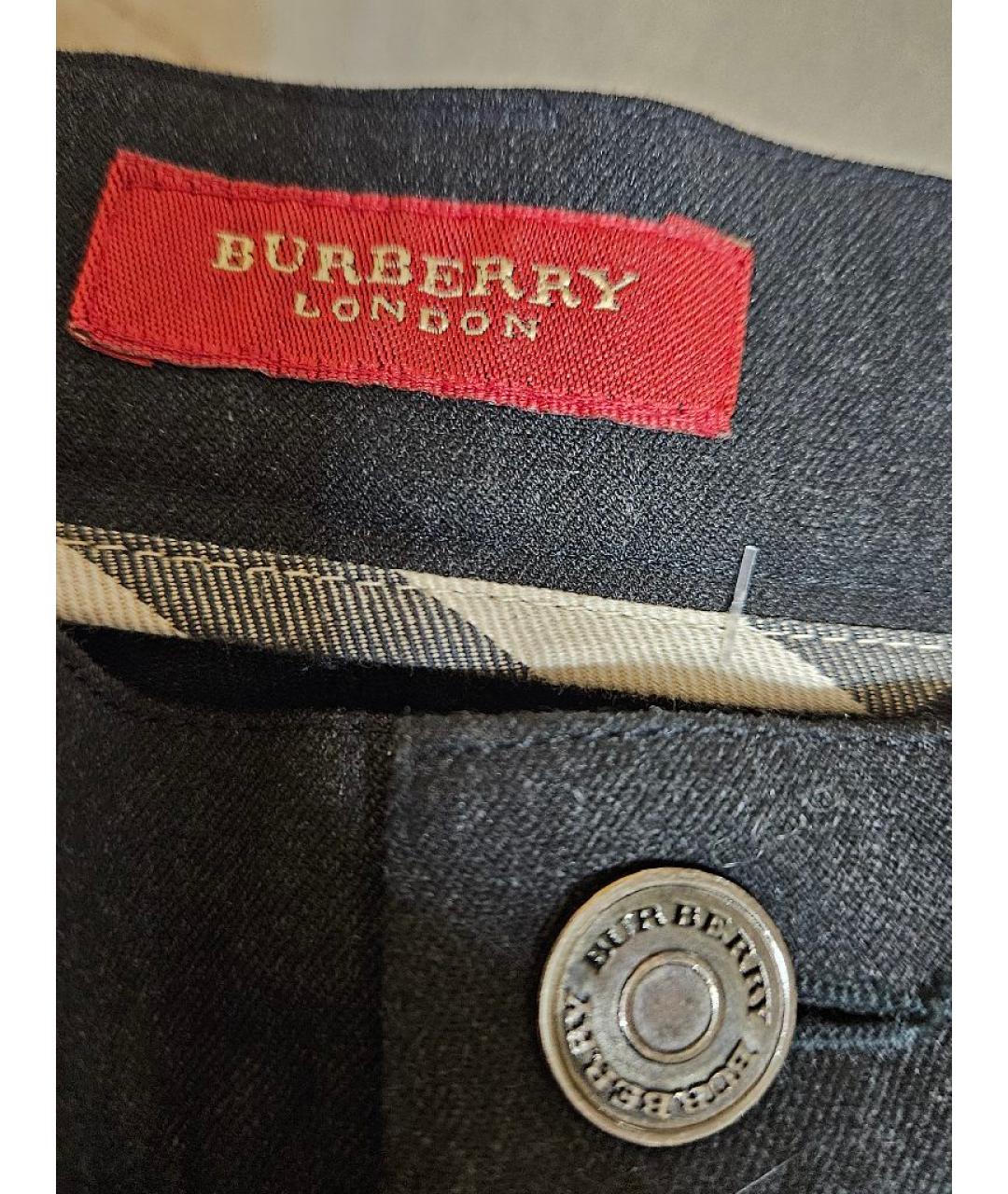 BURBERRY Антрацитовые полиэстеровые прямые брюки, фото 3