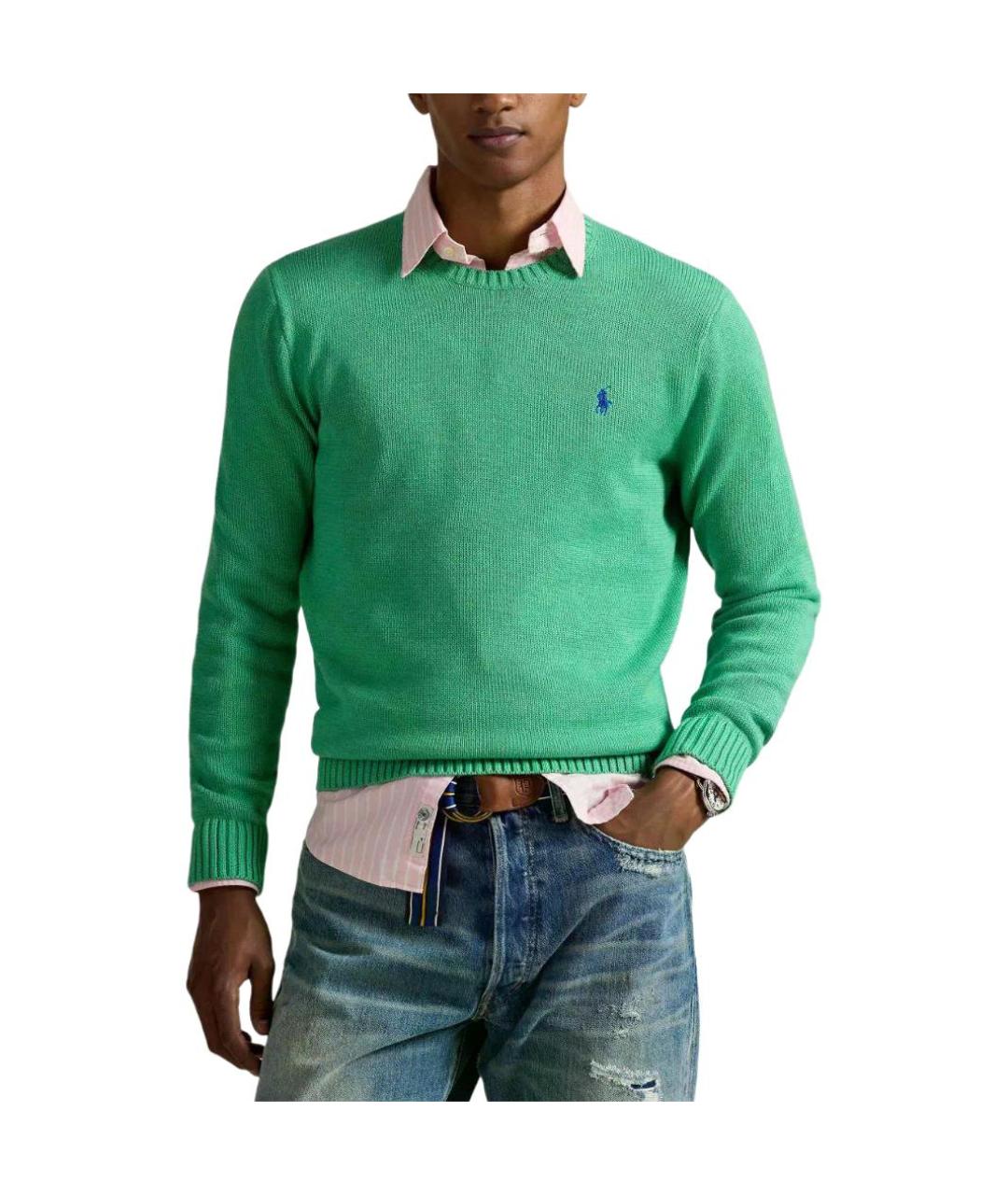 POLO RALPH LAUREN Зеленый хлопковый джемпер / свитер, фото 3