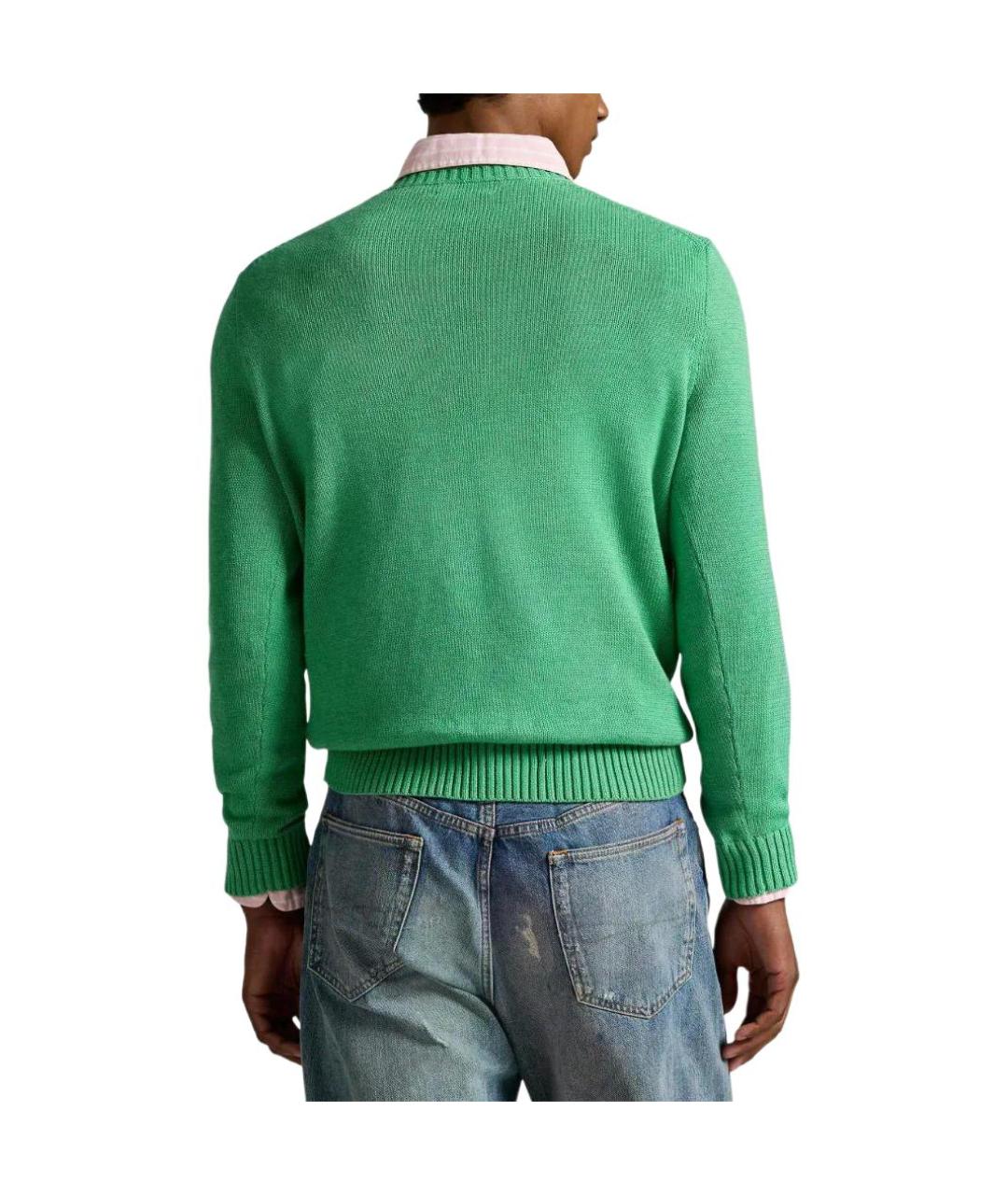 POLO RALPH LAUREN Зеленый хлопковый джемпер / свитер, фото 4