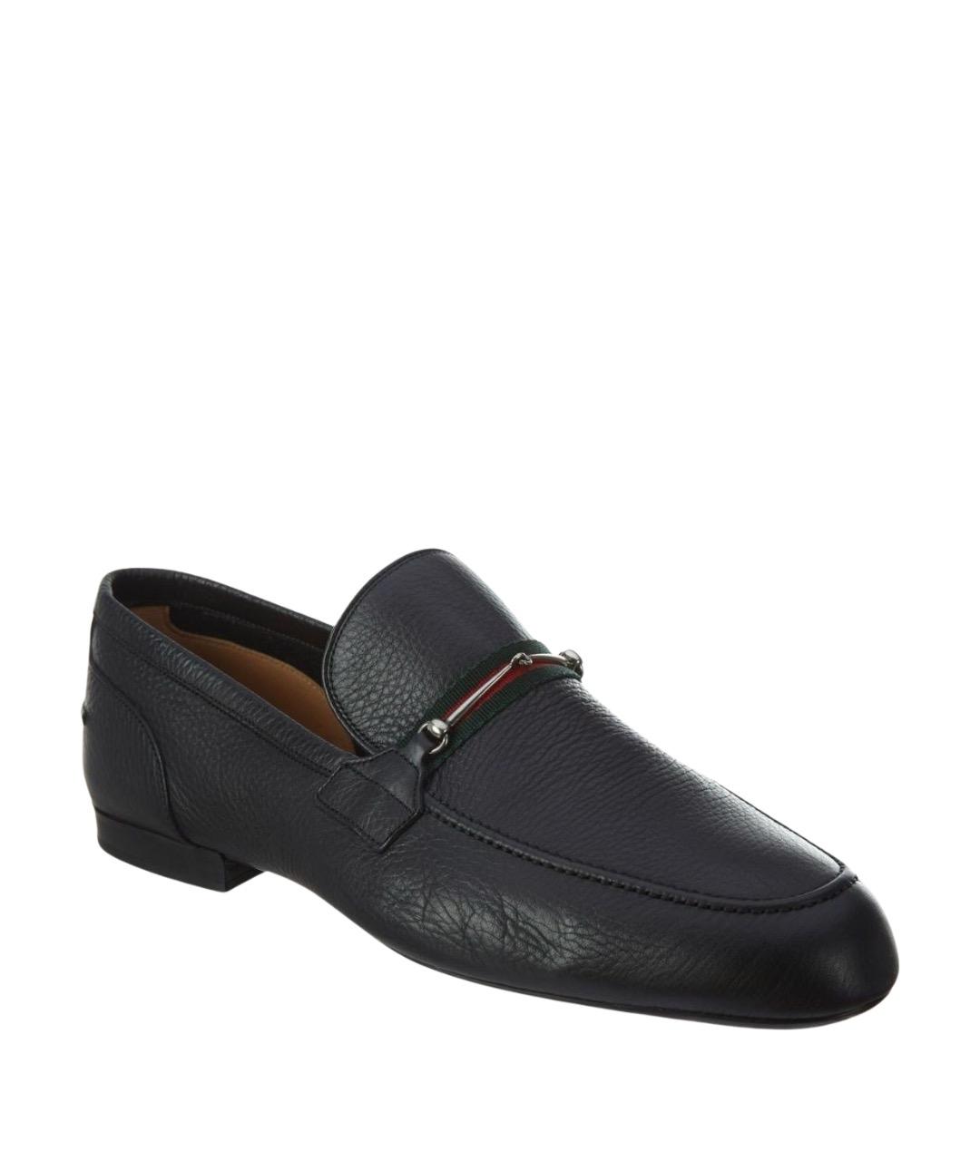 GUCCI Черные кожаные лоферы, фото 1