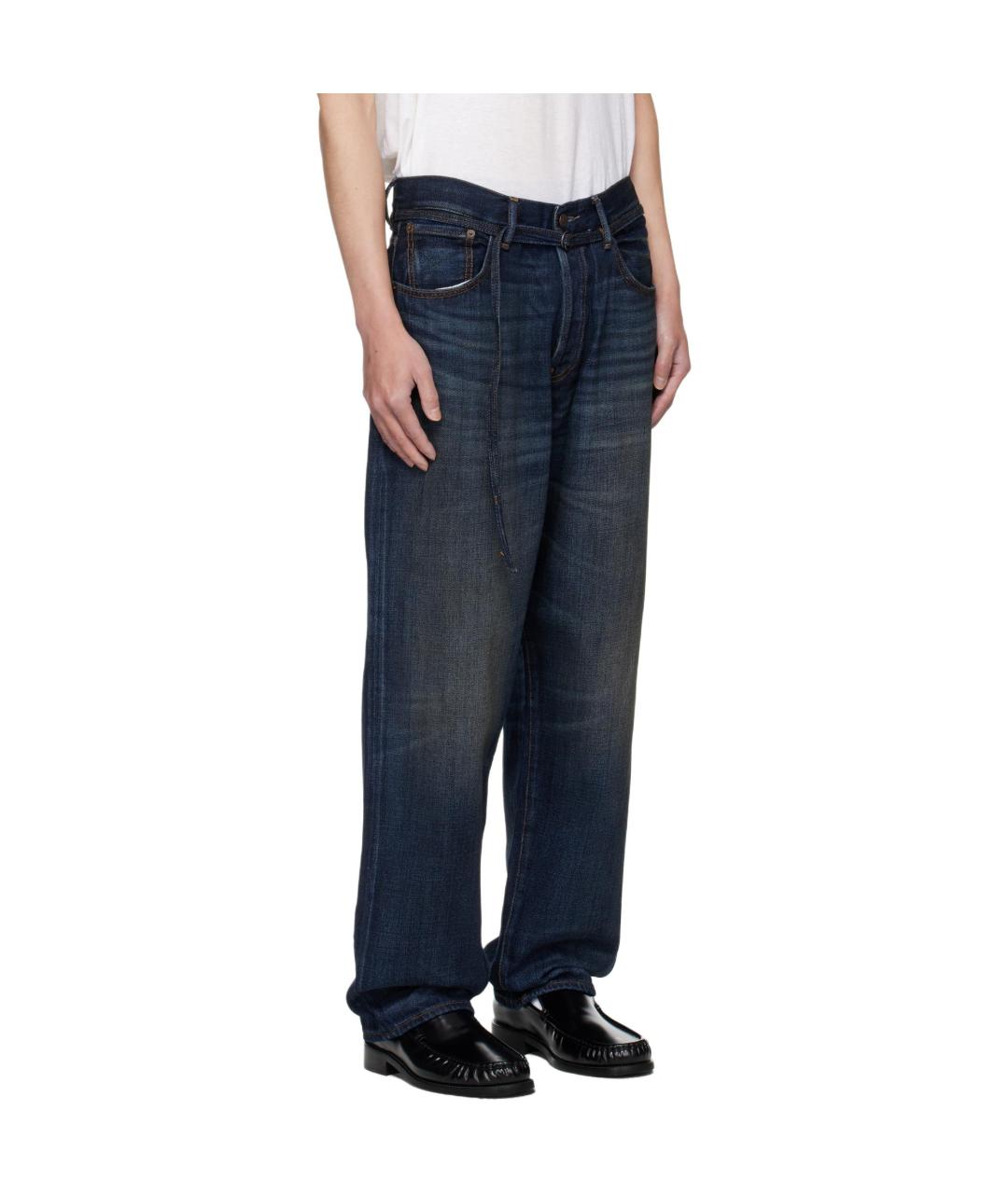 ACNE STUDIOS Темно-синие хлопковые прямые джинсы, фото 2