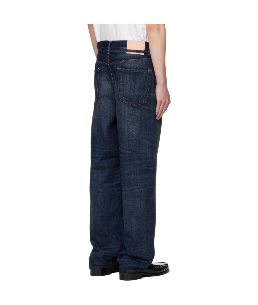ACNE STUDIOS Темно-синие хлопковые прямые джинсы, фото 3