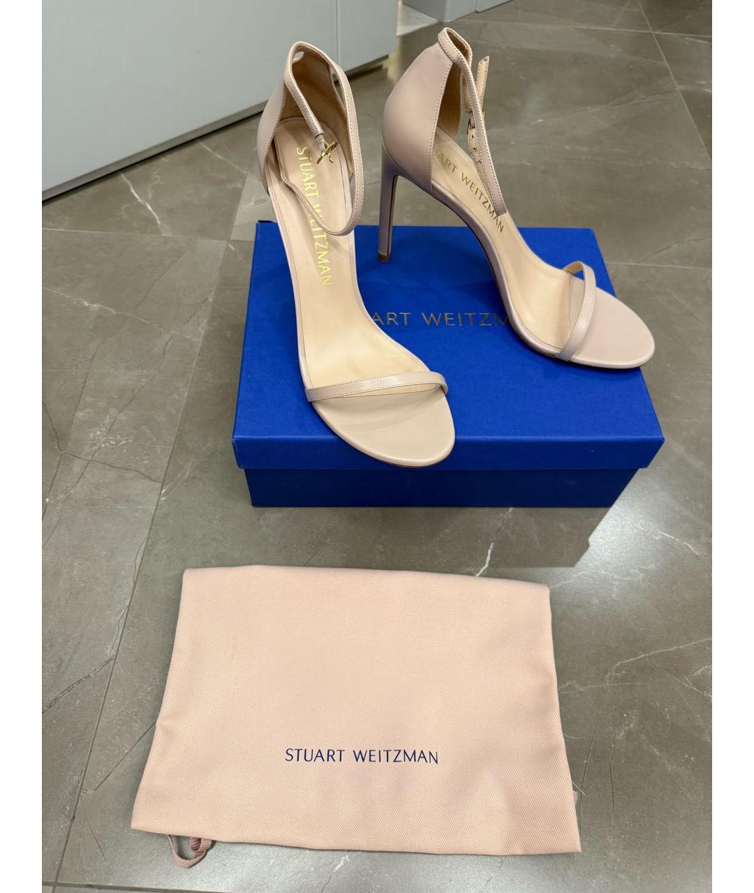 STUART WEITZMAN Бежевые кожаные босоножки, фото 2