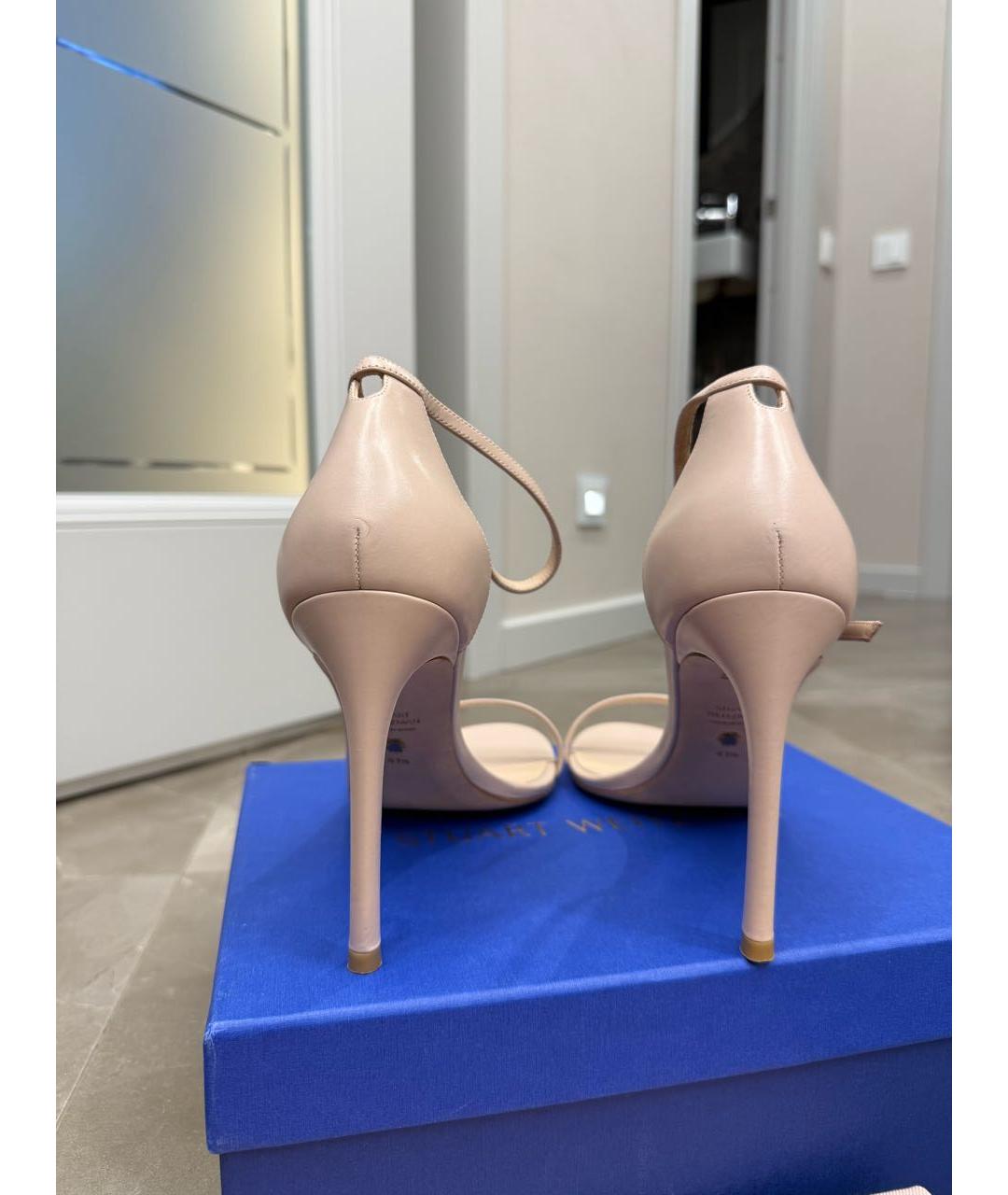 STUART WEITZMAN Бежевые кожаные босоножки, фото 3