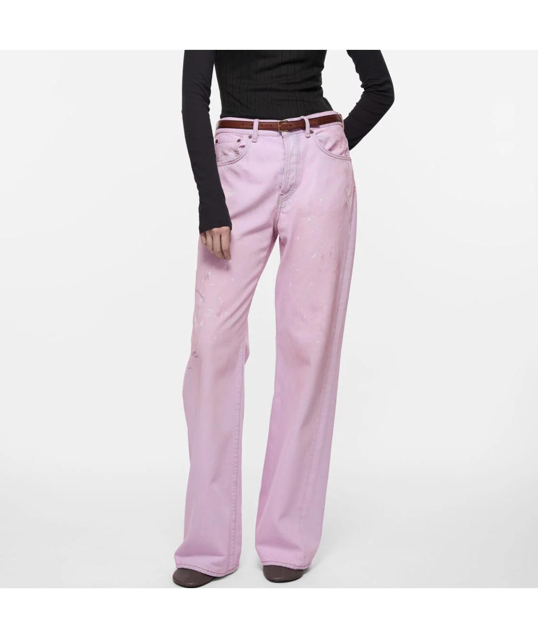 ACNE STUDIOS Розовые хлопковые прямые джинсы, фото 3