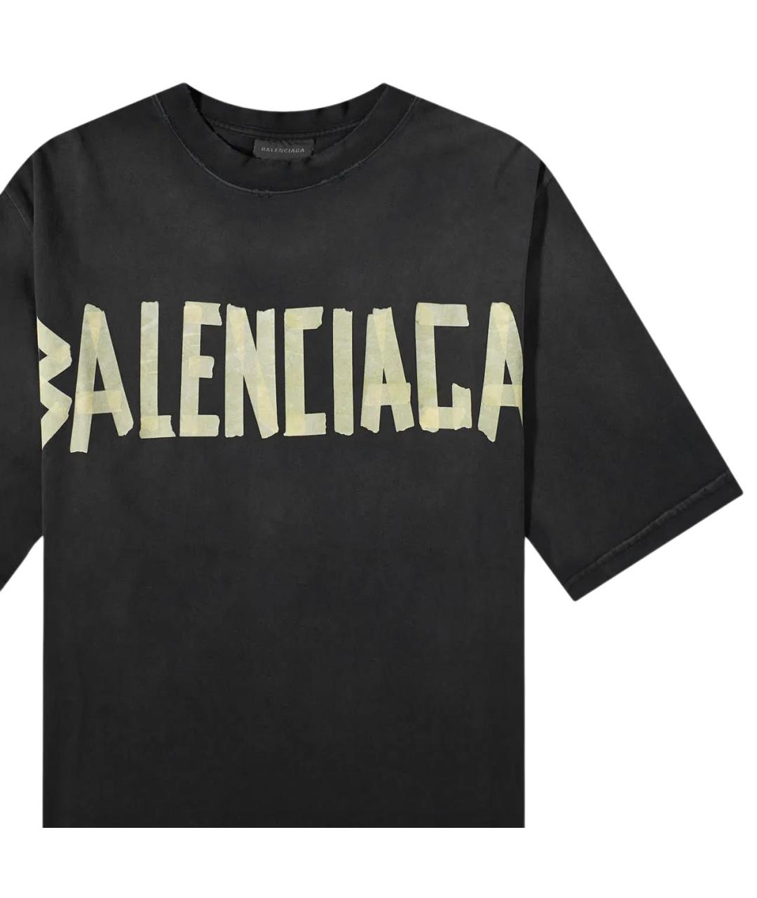 BALENCIAGA Черная хлопковая футболка, фото 2