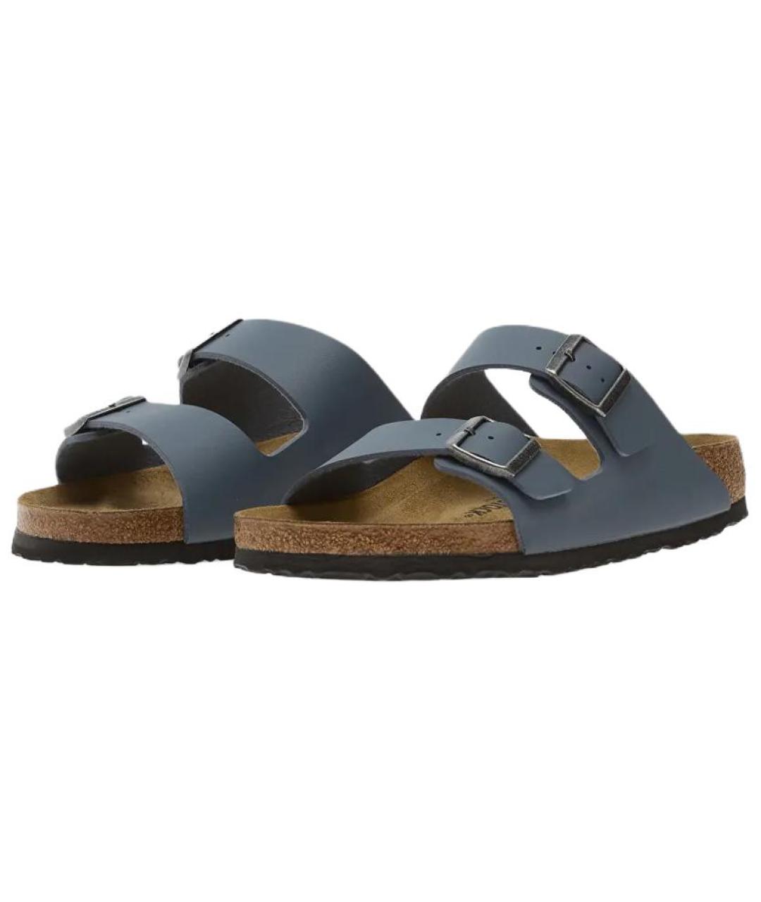 BIRKENSTOCK Синие кожаные шлепанцы, фото 1