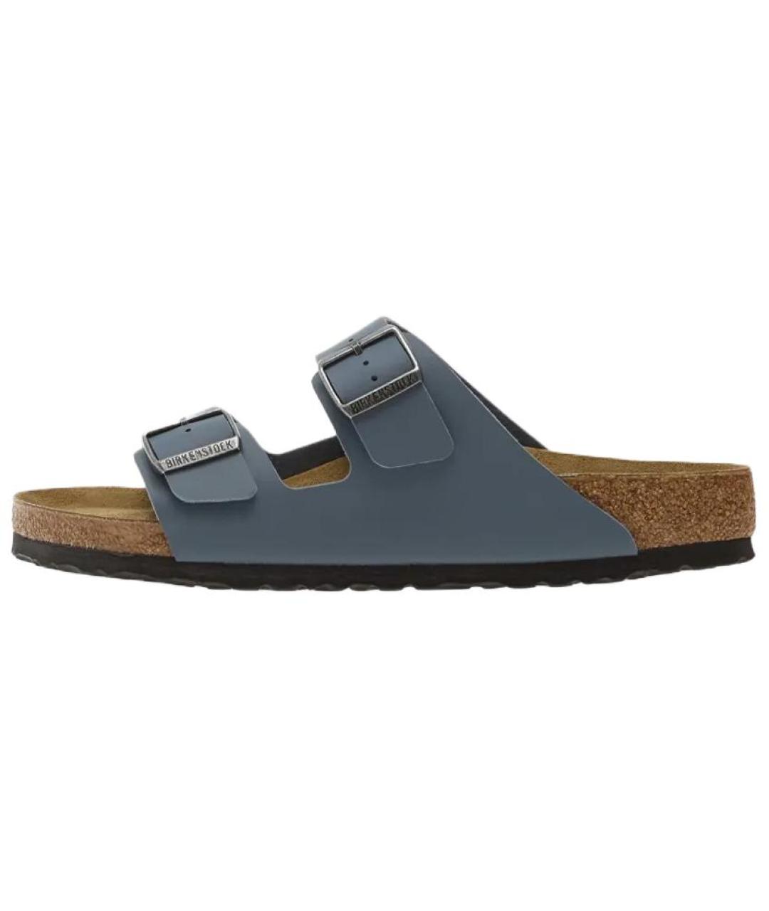 BIRKENSTOCK Синие кожаные шлепанцы, фото 5
