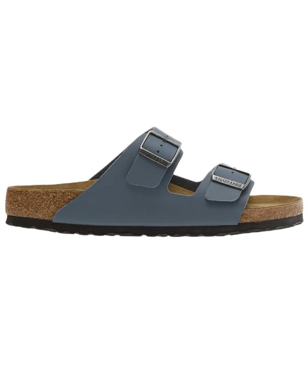 BIRKENSTOCK Синие кожаные шлепанцы, фото 6