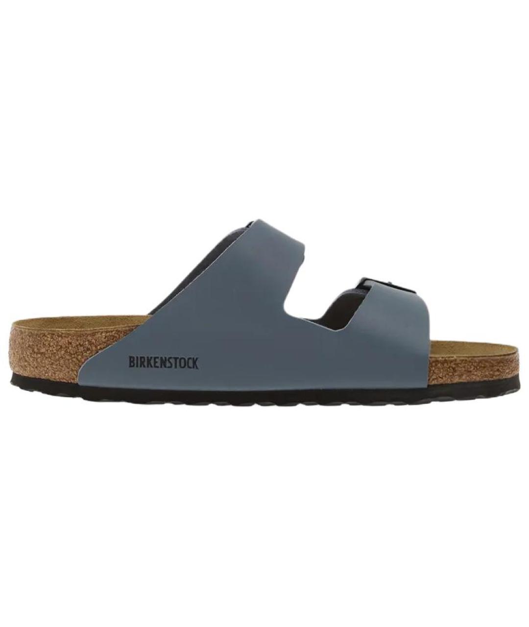 BIRKENSTOCK Синие кожаные шлепанцы, фото 4