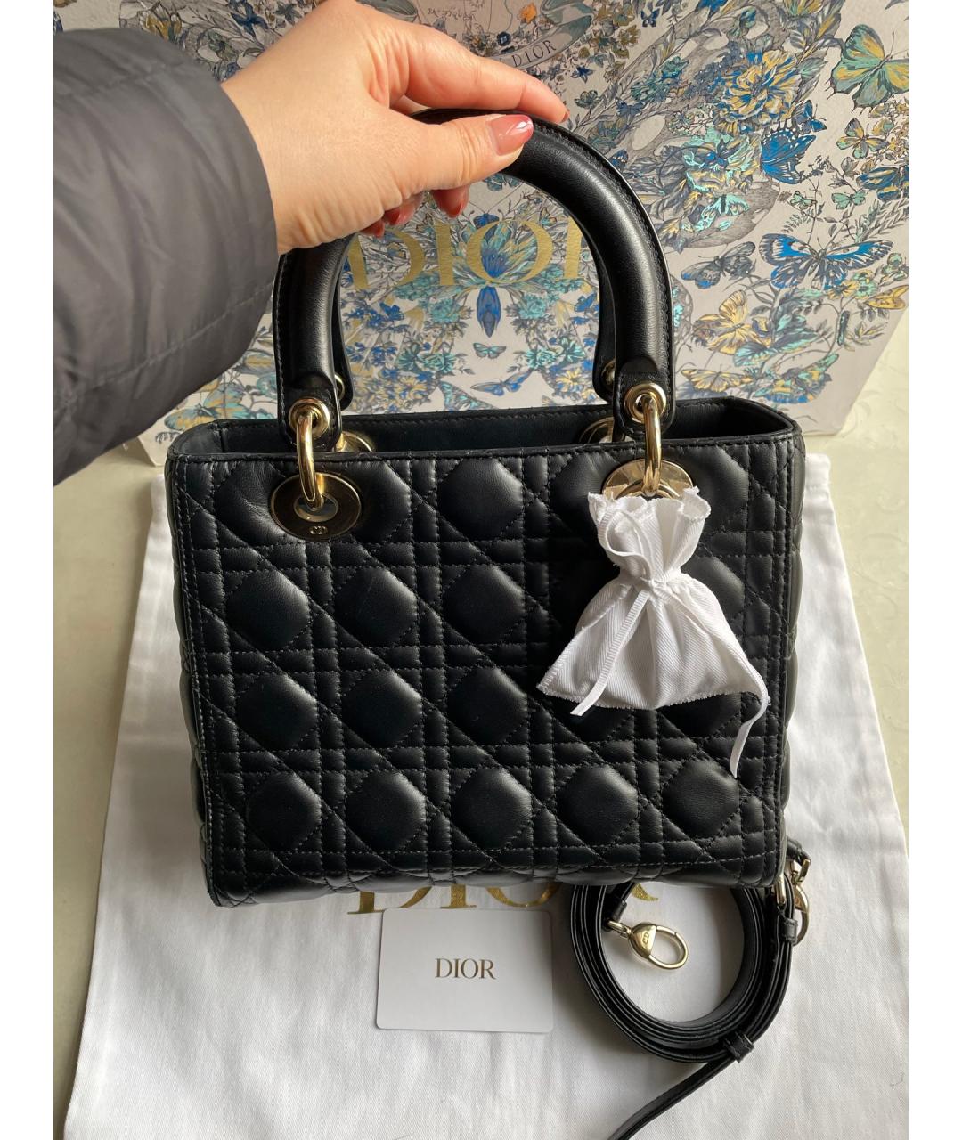 CHRISTIAN DIOR Черная кожаная сумка через плечо, фото 4