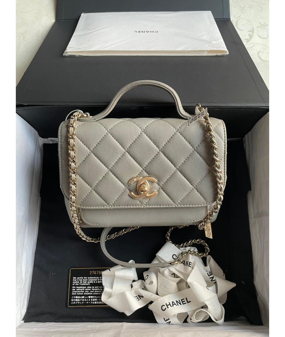 CHANEL Серая кожаная сумка через плечо, фото 3