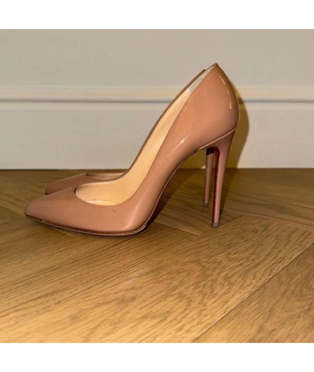 CHRISTIAN LOUBOUTIN Бежевые туфли из лакированной кожи, фото 4