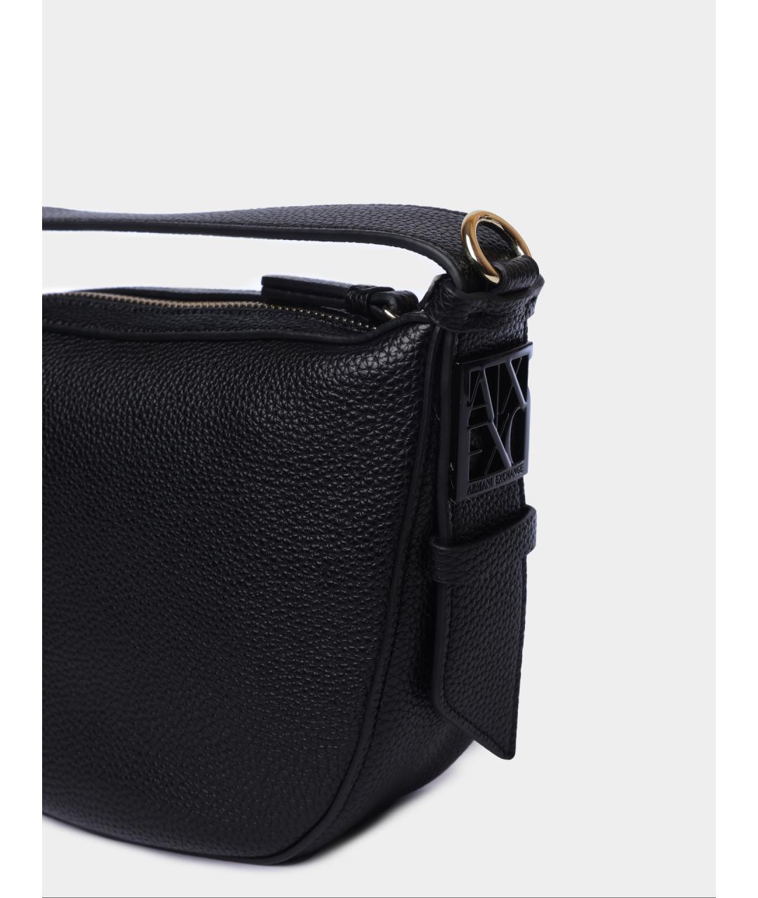 ARMANI EXCHANGE Черная кожаная сумка через плечо, фото 3