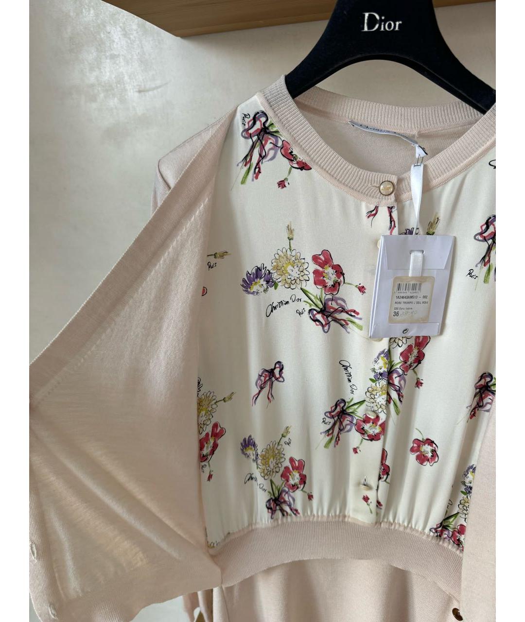 CHRISTIAN DIOR Бежевое шерстяное повседневное платье, фото 3