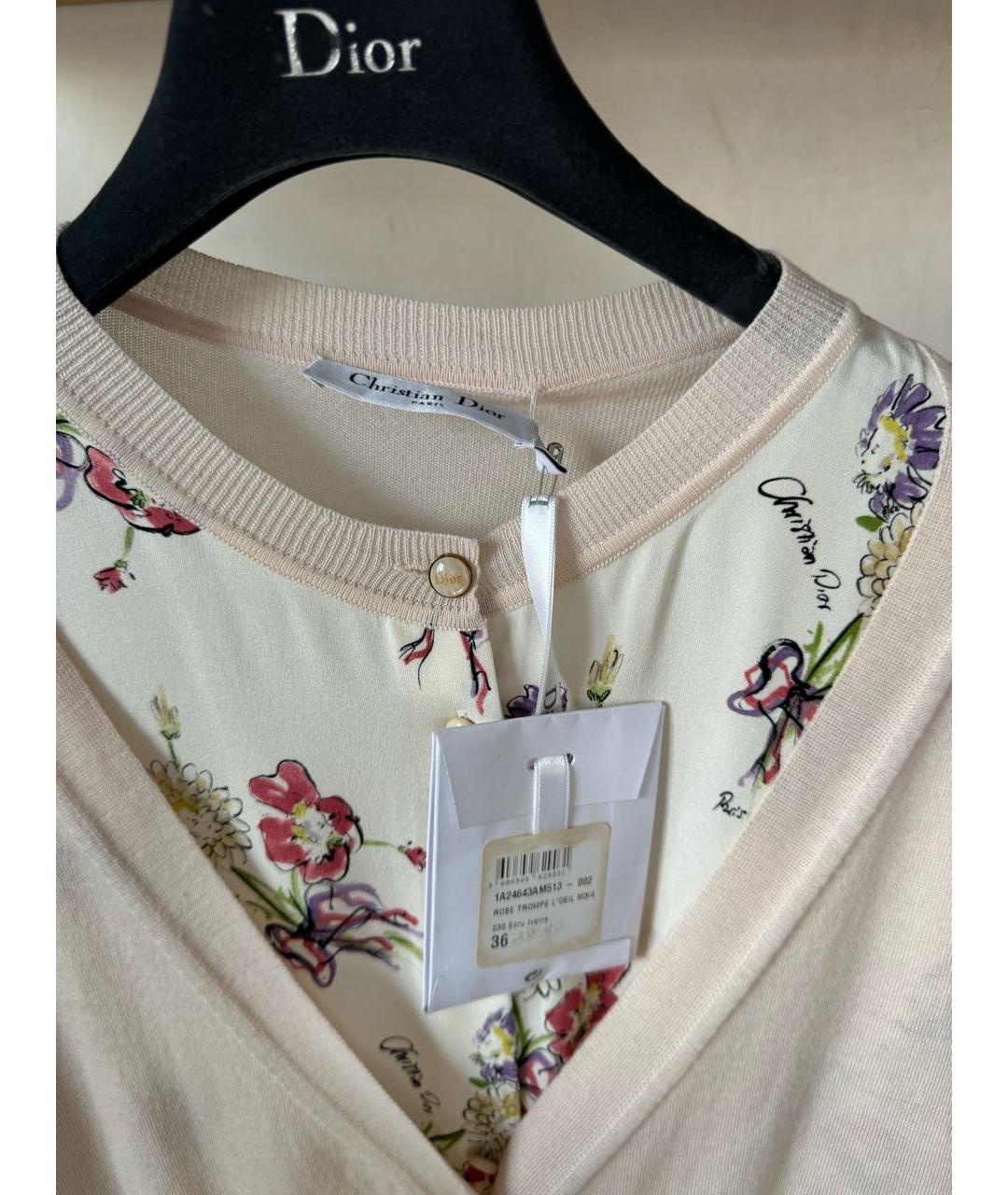 CHRISTIAN DIOR Бежевое шерстяное повседневное платье, фото 4