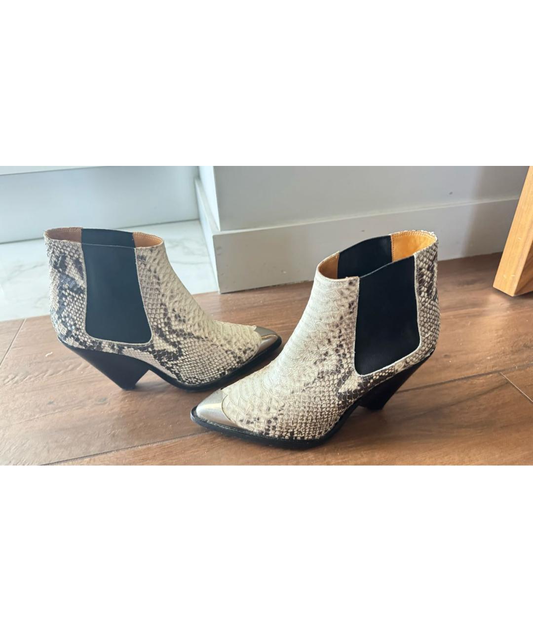 ISABEL MARANT Бежевые ботинки из экзотической кожи, фото 5