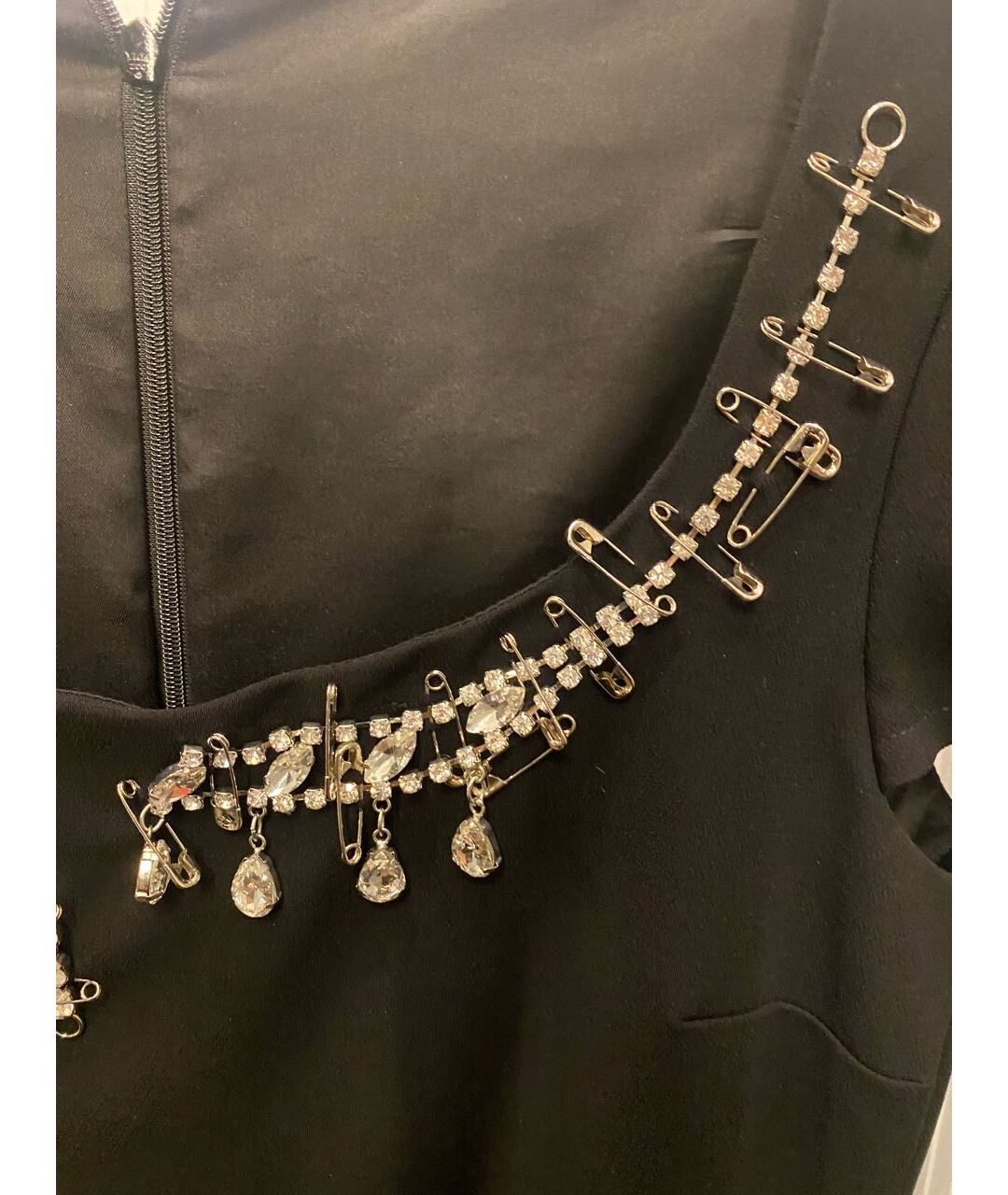 BOUTIQUE MOSCHINO Черное шерстяное коктейльное платье, фото 3